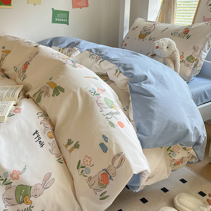 91家纺网 家纺一手货源 找家纺 金鑫汇家纺 2025新款印花花型-学生上下铺三件套 收获满满-蓝