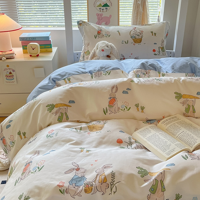 91家纺网 家纺一手货源 找家纺 金鑫汇家纺 2025新款印花花型-学生上下铺三件套 收获满满-蓝