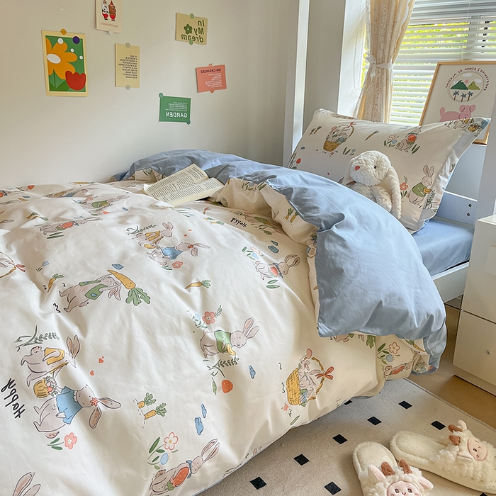 91家纺网 家纺一手货源 找家纺 金鑫汇家纺 2025新款印花花型-学生上下铺三件套 收获满满-蓝