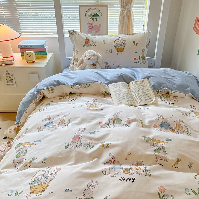 91家纺网 家纺一手货源 找家纺 金鑫汇家纺 2025新款印花花型-学生上下铺三件套 收获满满-蓝