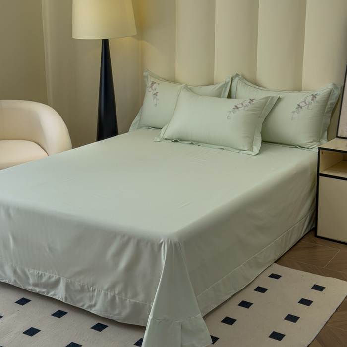 91家纺网 家纺一手货源 找家纺 U品汇 【亏本特价】A类纯棉全棉40S支长绒棉刺绣花四件套100%棉高端礼盒 夏瑾-清澈绿