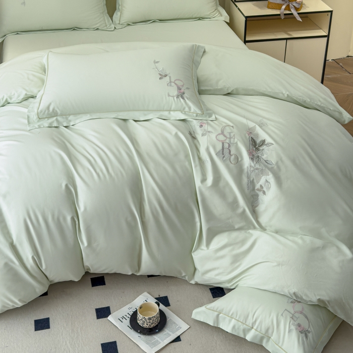 91家纺网 家纺一手货源 找家纺 U品汇 【亏本特价】A类纯棉全棉40S支长绒棉刺绣花四件套100%棉高端礼盒 夏瑾-清澈绿