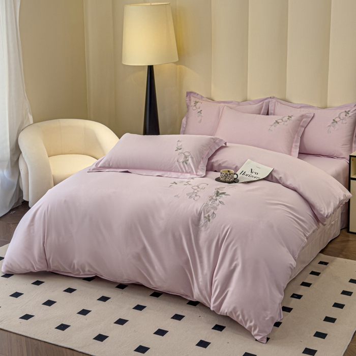 91家纺网 家纺一手货源 找家纺 U品汇 【亏本特价】A类纯棉全棉40S支长绒棉刺绣花四件套100%棉高端礼盒 夏瑾-薰衣紫