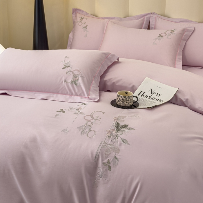 91家纺网 家纺一手货源 找家纺 U品汇 【亏本特价】A类纯棉全棉40S支长绒棉刺绣花四件套100%棉高端礼盒 夏瑾-薰衣紫