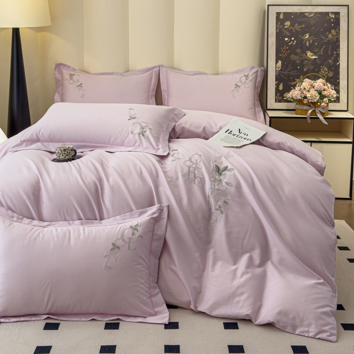 91家纺网 家纺一手货源 找家纺 U品汇 【亏本特价】A类纯棉全棉40S支长绒棉刺绣花四件套100%棉高端礼盒 夏瑾-薰衣紫