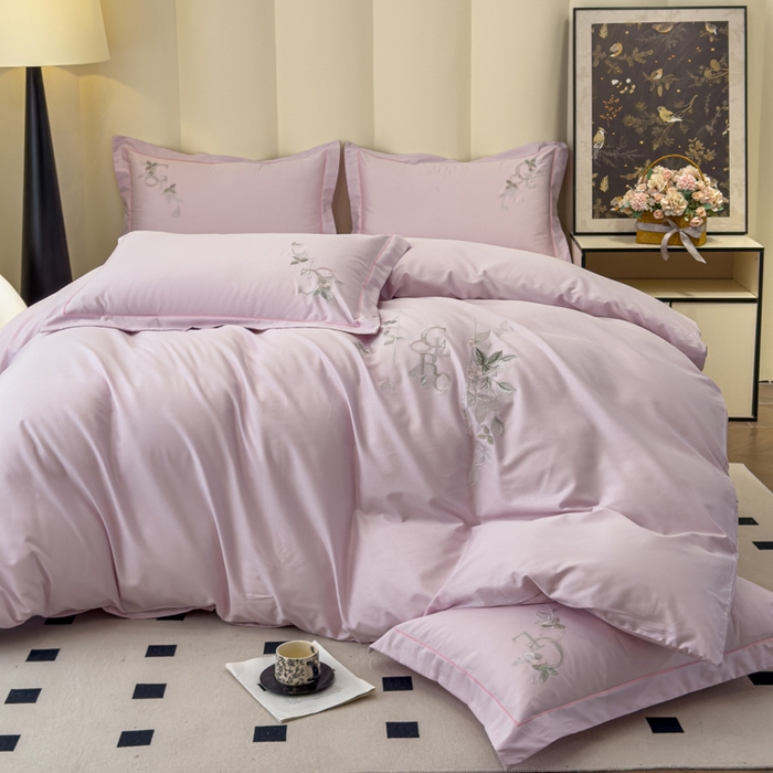 91家纺网 家纺一手货源 找家纺 U品汇 【亏本特价】A类纯棉全棉40S支长绒棉刺绣花四件套100%棉高端礼盒 夏瑾-薰衣紫