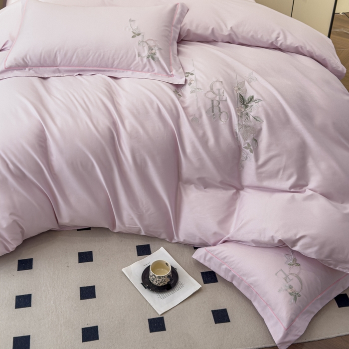 91家纺网 家纺一手货源 找家纺 U品汇 【亏本特价】A类纯棉全棉40S支长绒棉刺绣花四件套100%棉高端礼盒 夏瑾-薰衣紫