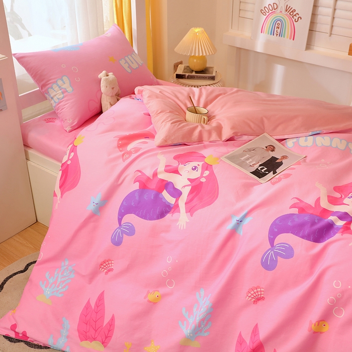 91家纺网 家纺一手货源 找家纺 金鑫汇家纺 2025新款印花花型-学生上下铺三件套 小美人鱼