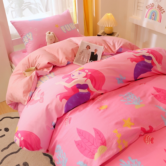 91家纺网 家纺一手货源 找家纺 金鑫汇家纺 2025新款印花花型-学生上下铺三件套 小美人鱼