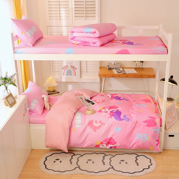 金鑫汇家纺 2025新款印花花型-学生上下铺三件套 小美人鱼