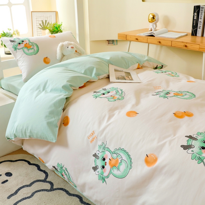 91家纺网 家纺一手货源 找家纺 金鑫汇家纺 2025新款印花花型-学生上下铺三件套 小青龙