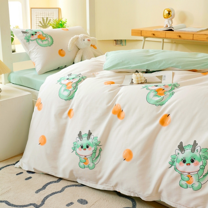 91家纺网 家纺一手货源 找家纺 金鑫汇家纺 2025新款印花花型-学生上下铺三件套 小青龙