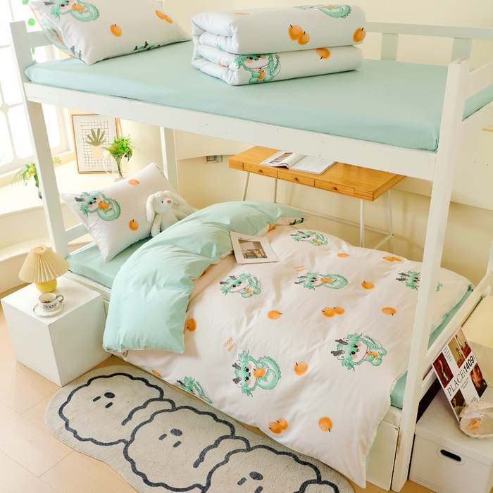 91家纺网 家纺一手货源 找家纺 金鑫汇家纺 2025新款印花花型-学生上下铺三件套 小青龙