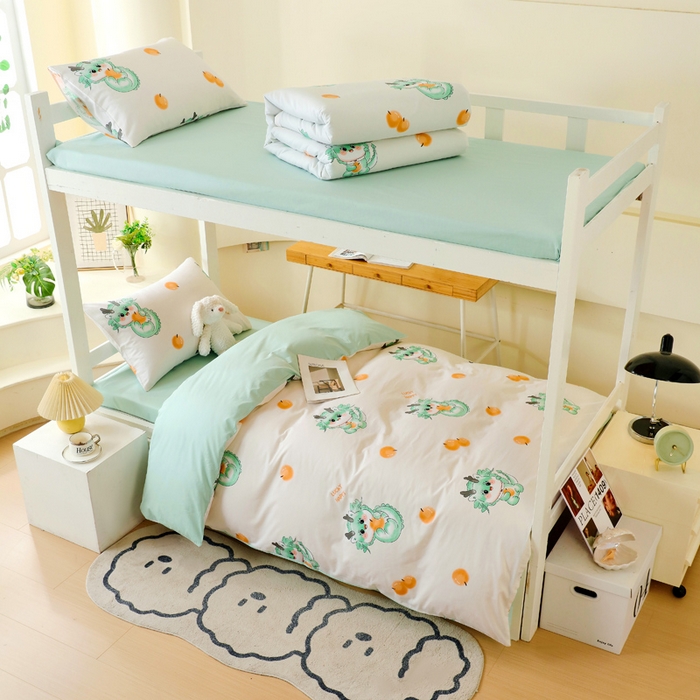 91家纺网 家纺一手货源 找家纺 金鑫汇家纺 2025新款印花花型-学生上下铺三件套 小青龙