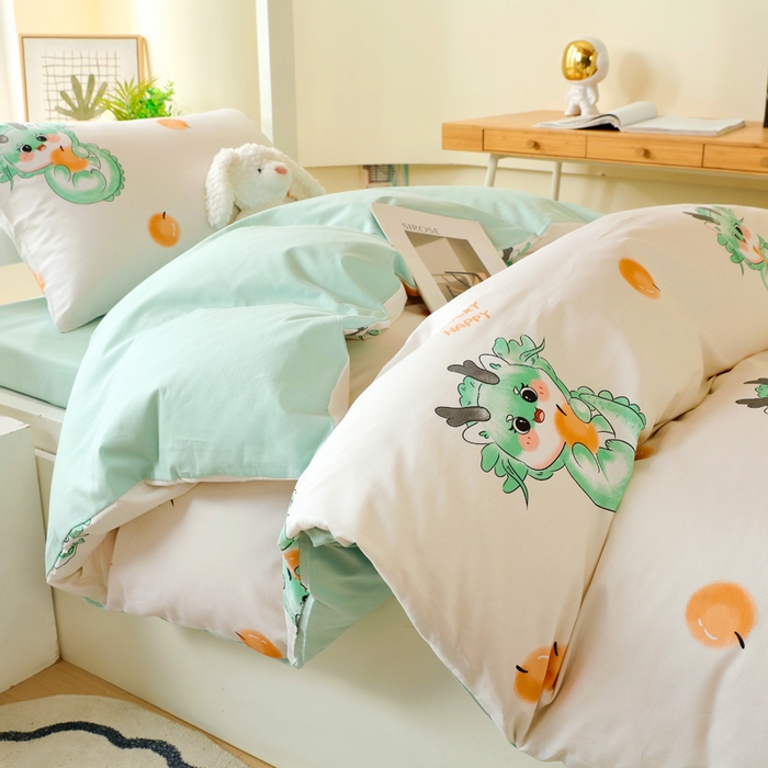 91家纺网 家纺一手货源 找家纺 金鑫汇家纺 2025新款印花花型-学生上下铺三件套 小青龙