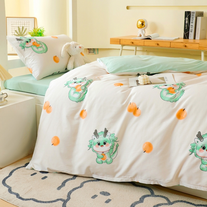 91家纺网 家纺一手货源 找家纺 金鑫汇家纺 2025新款印花花型-学生上下铺三件套 小青龙