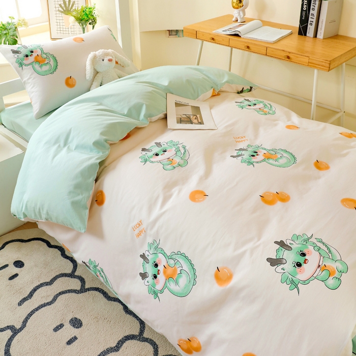 91家纺网 家纺一手货源 找家纺 金鑫汇家纺 2025新款印花花型-学生上下铺三件套 小青龙