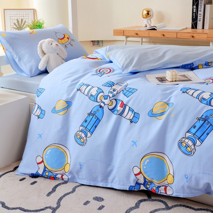 91家纺网 家纺一手货源 找家纺 金鑫汇家纺 2025新款印花花型-学生上下铺三件套 宇宙奥秘