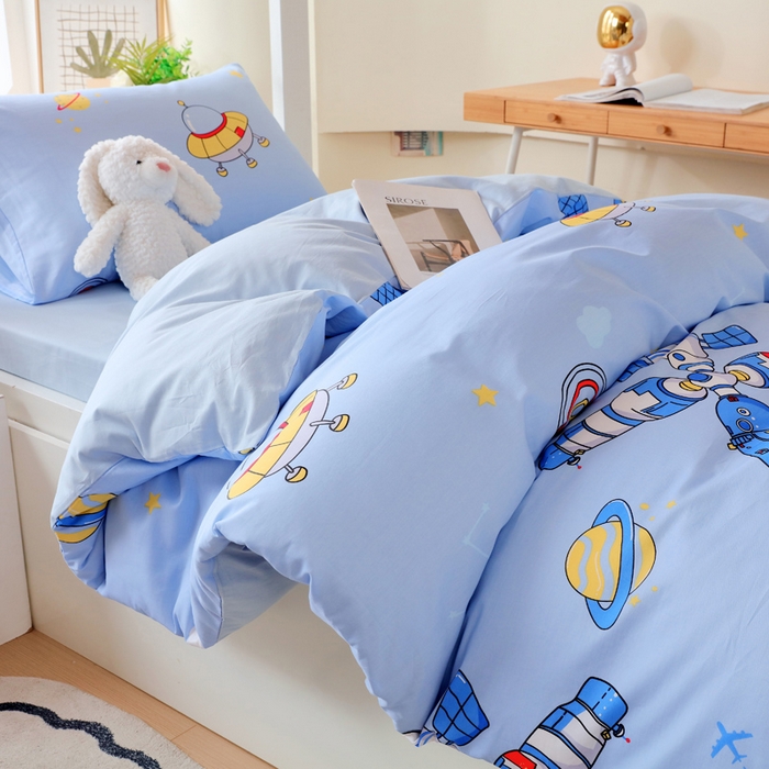 91家纺网 家纺一手货源 找家纺 金鑫汇家纺 2025新款印花花型-学生上下铺三件套 宇宙奥秘