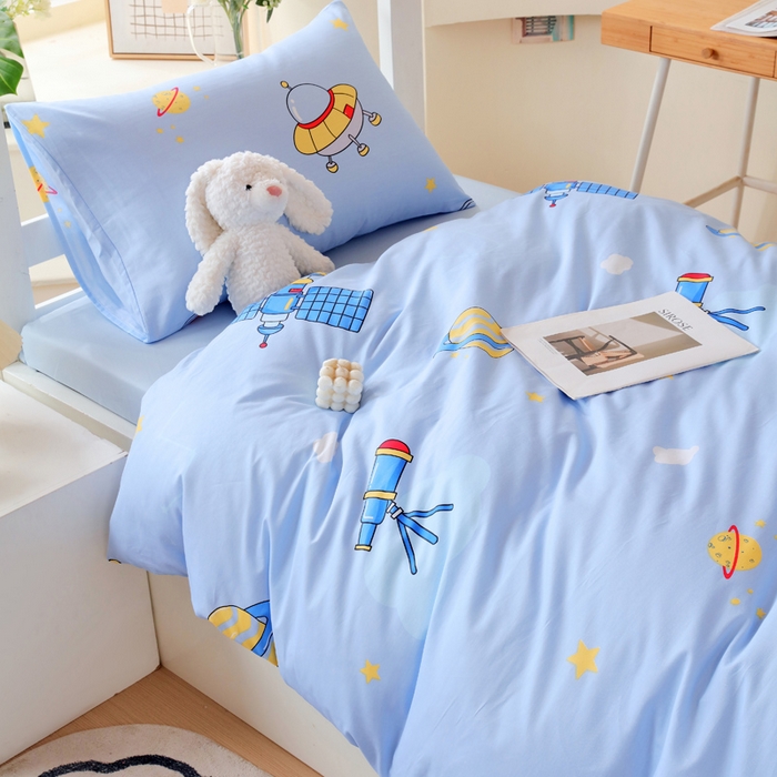 91家纺网 家纺一手货源 找家纺 金鑫汇家纺 2025新款印花花型-学生上下铺三件套 宇宙奥秘