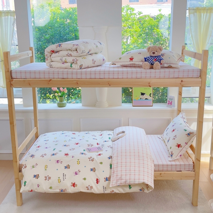 91家纺网 家纺一手货源 找家纺 铭博家纺 新款100%全棉印花学生季宿舍上下铺三件套 森岛精灵