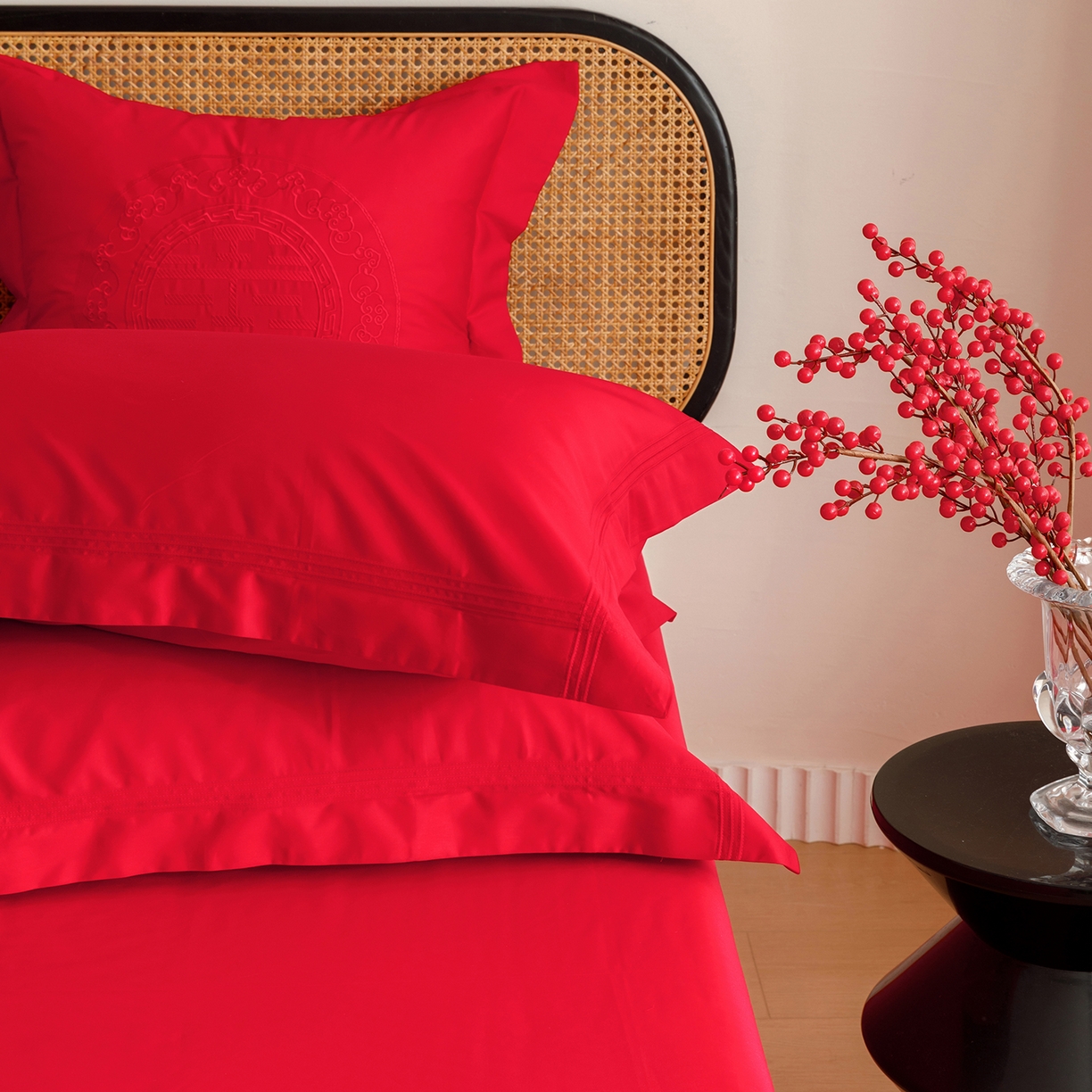 91家纺网 家纺一手货源 找家纺 用心 2025新款长绒棉刺绣新中式婚庆多件套系列 云锦东方