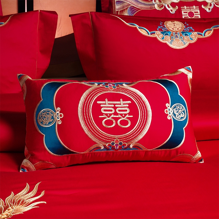 91家纺网 家纺一手货源 找家纺 用心 2025新款长绒棉刺绣新中式婚庆多件套系列 盛世华章