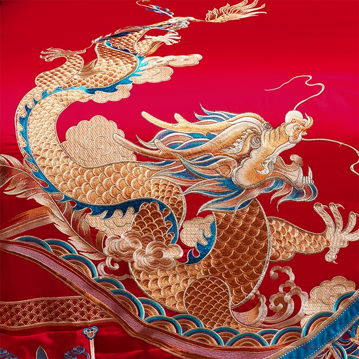 91家纺网 家纺一手货源 找家纺 用心 2025新款长绒棉刺绣新中式婚庆多件套系列 盛世华章