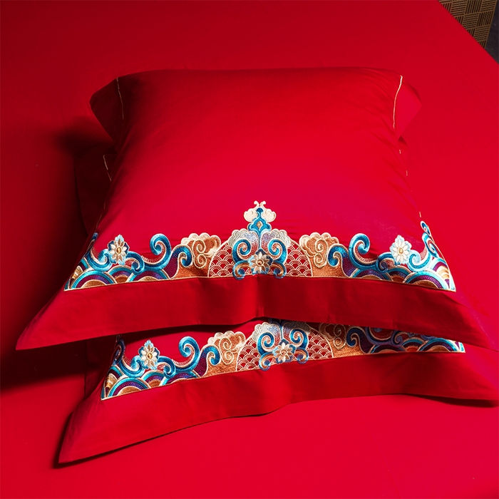 91家纺网 家纺一手货源 找家纺 用心 2025新款长绒棉刺绣新中式婚庆多件套系列 盛世华章