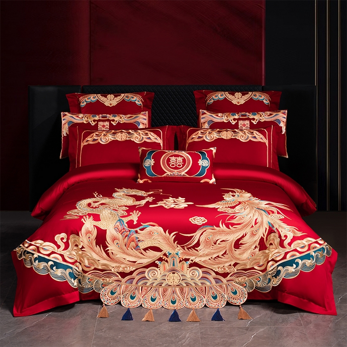 用心 2025新款长绒棉刺绣新中式婚庆多件套系列 皇朝囍嫁