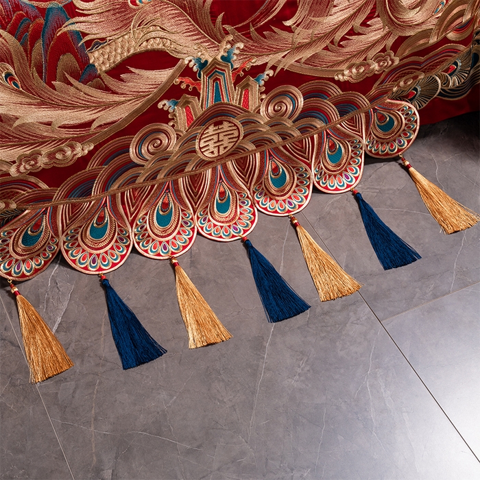 91家纺网 家纺一手货源 找家纺 用心 2025新款长绒棉刺绣新中式婚庆多件套系列 皇朝囍嫁