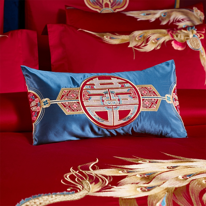 91家纺网 家纺一手货源 找家纺 用心 2025新款长绒棉刺绣新中式婚庆多件套系列 皇家风范