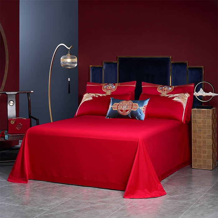 91家纺网 家纺一手货源 找家纺 用心 2025新款长绒棉刺绣新中式婚庆多件套系列 皇家风范