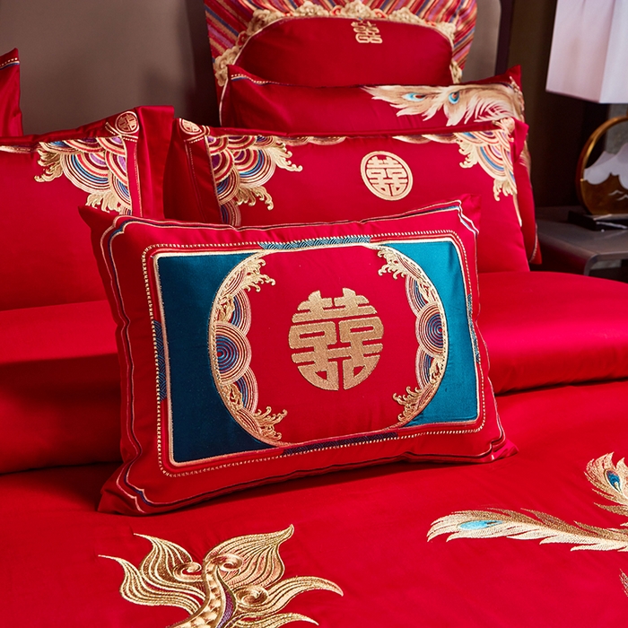 91家纺网 家纺一手货源 找家纺 用心 2025新款长绒棉刺绣新中式婚庆多件套系列 锦绣华章