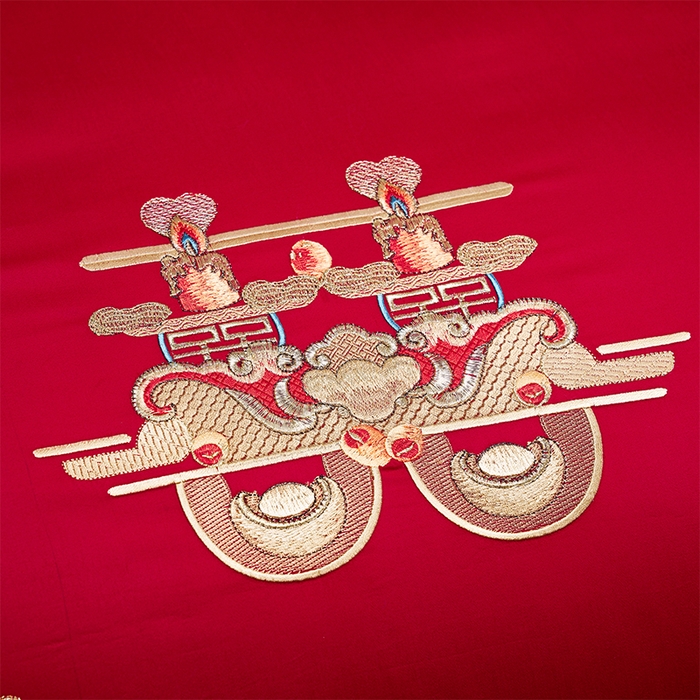 91家纺网 家纺一手货源 找家纺 用心 2025新款长绒棉刺绣新中式婚庆多件套系列 龙腾凤跃