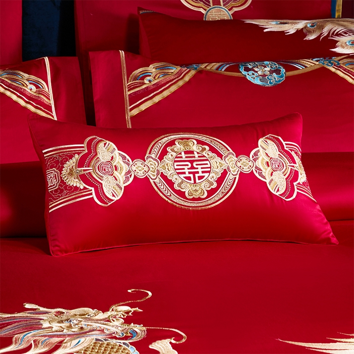 91家纺网 家纺一手货源 找家纺 用心 2025新款长绒棉刺绣新中式婚庆多件套系列 御赐婚礼