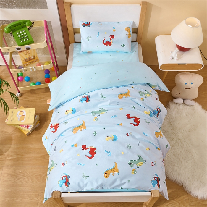 91家纺网 家纺一手货源 找家纺 嗨皮宝贝 2025新款全棉纯棉13372幼儿园三件套多件套 酷卡乐园-蓝