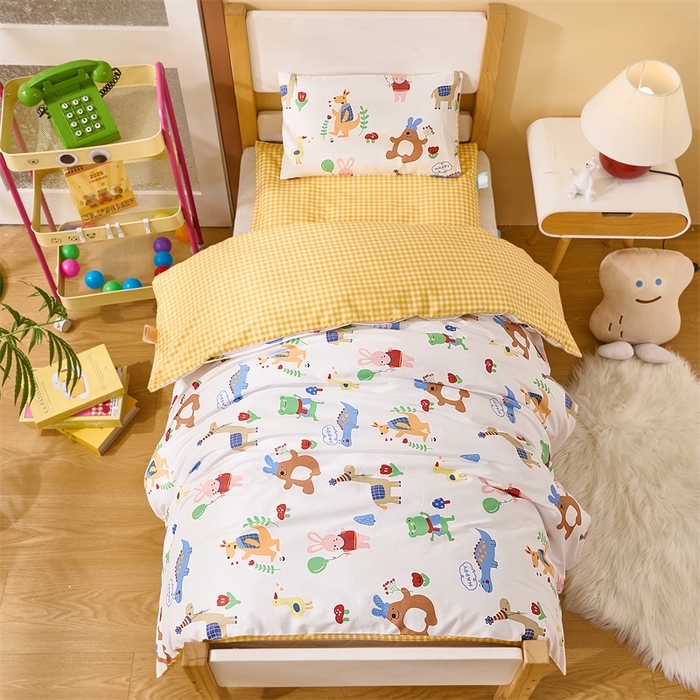 91家纺网 家纺一手货源 找家纺 嗨皮宝贝 2025新款全棉纯棉13372幼儿园三件套多件套 马戏团