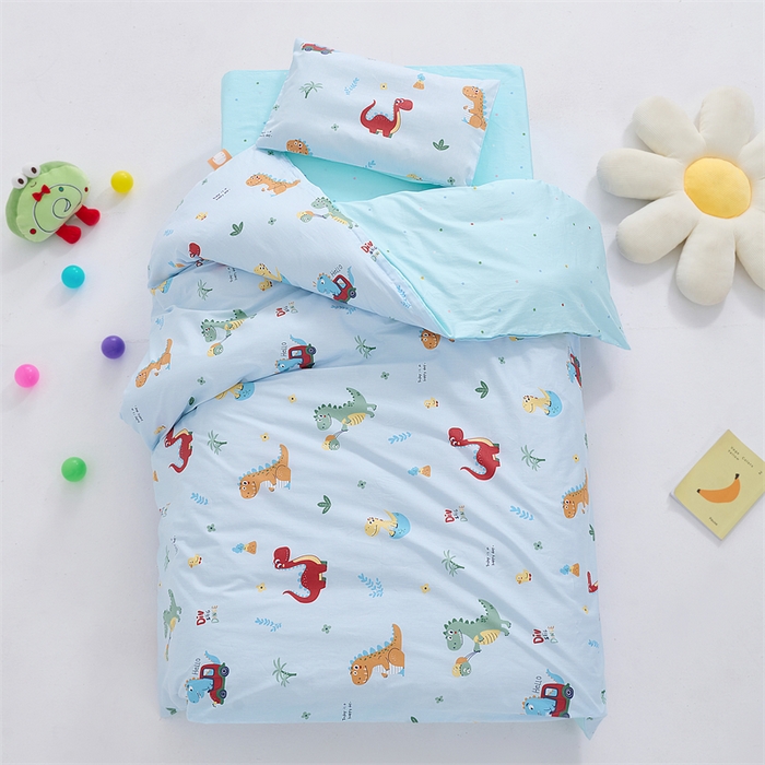 91家纺网 家纺一手货源 找家纺 嗨皮宝贝 2025新款全棉纯棉13372幼儿园三件套多件套 酷卡乐园-蓝