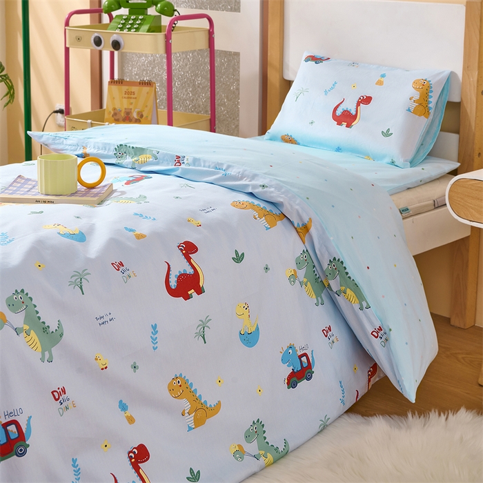 91家纺网 家纺一手货源 找家纺 嗨皮宝贝 2025新款全棉纯棉13372幼儿园三件套多件套 酷卡乐园-蓝