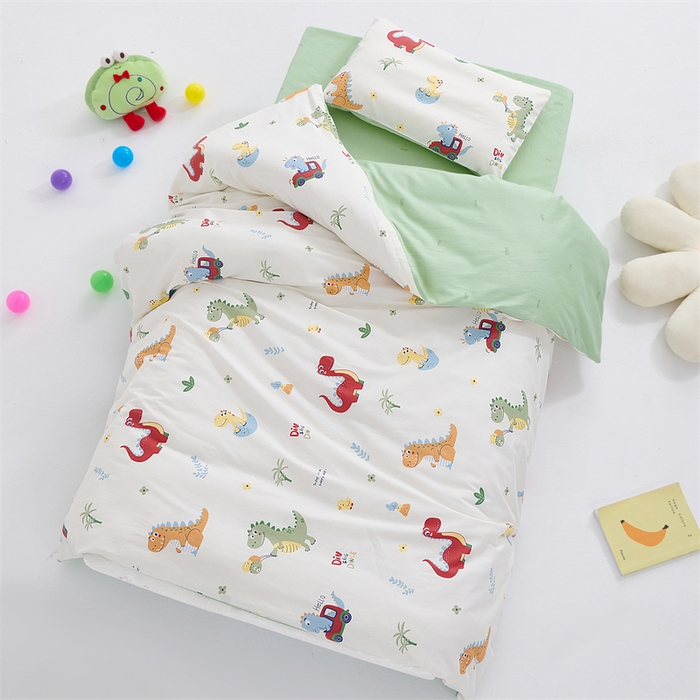 91家纺网 家纺一手货源 找家纺 嗨皮宝贝 2025新款全棉纯棉13372幼儿园三件套多件套 酷卡乐园-米