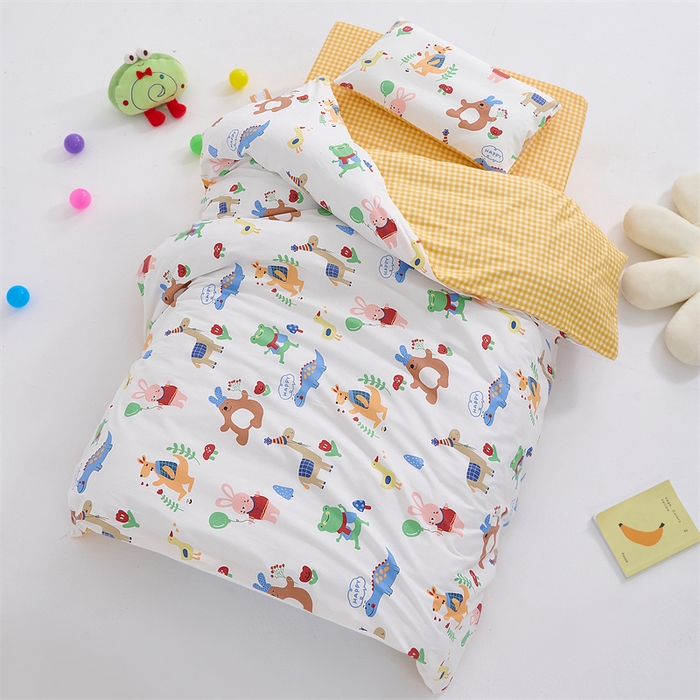 91家纺网 家纺一手货源 找家纺 嗨皮宝贝 2025新款全棉纯棉13372幼儿园三件套多件套 马戏团