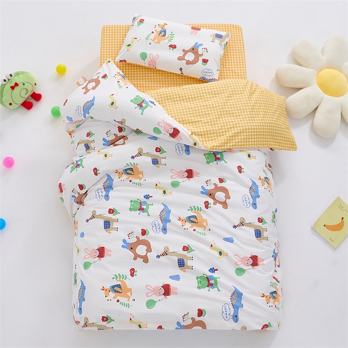 91家纺网 家纺一手货源 找家纺 嗨皮宝贝 2025新款全棉纯棉13372幼儿园三件套多件套 马戏团