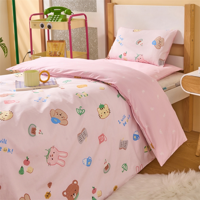 91家纺网 家纺一手货源 找家纺 嗨皮宝贝 2025新款全棉纯棉13372幼儿园三件套多件套 喵了喵-粉