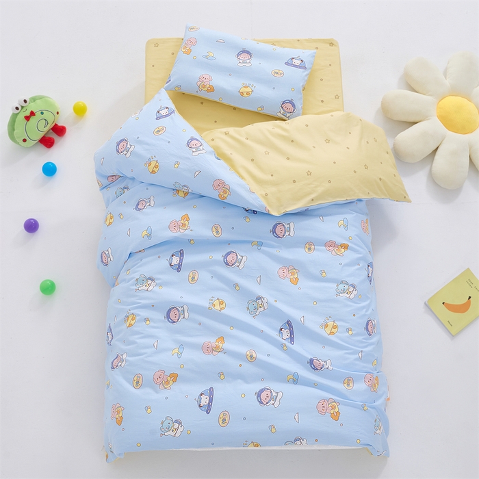 91家纺网 家纺一手货源 找家纺 嗨皮宝贝 2025新款全棉纯棉13372幼儿园三件套多件套 太空记-蓝