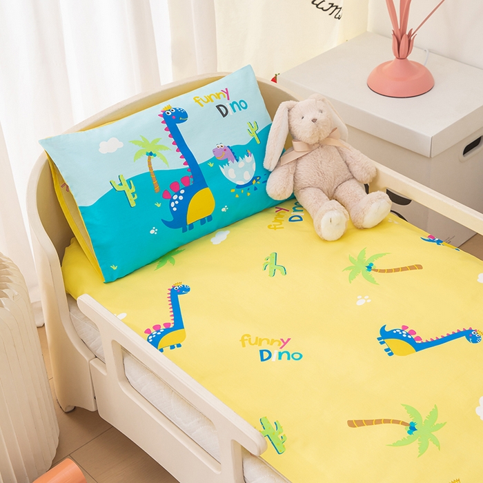 91家纺网 家纺一手货源 找家纺 嗨皮宝贝 2025新款全棉纯棉13372幼儿园三件套多件套 霸王龙