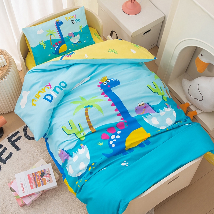 91家纺网 家纺一手货源 找家纺 嗨皮宝贝 2025新款全棉纯棉13372幼儿园三件套多件套 霸王龙