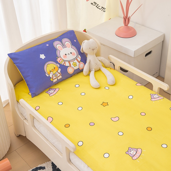 91家纺网 家纺一手货源 找家纺 嗨皮宝贝 2025新款全棉纯棉13372幼儿园三件套多件套 航空兔