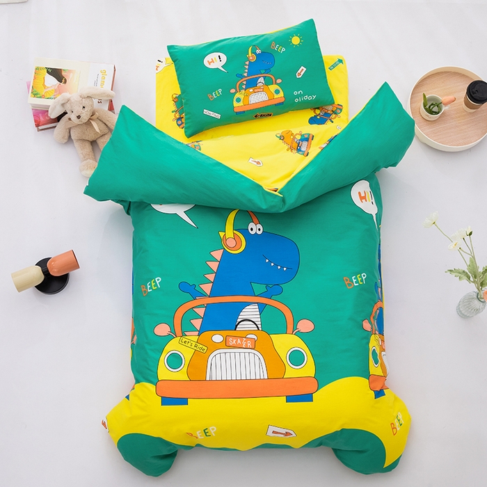 91家纺网 家纺一手货源 找家纺 嗨皮宝贝 2025新款全棉纯棉13372幼儿园三件套多件套 假日旅行