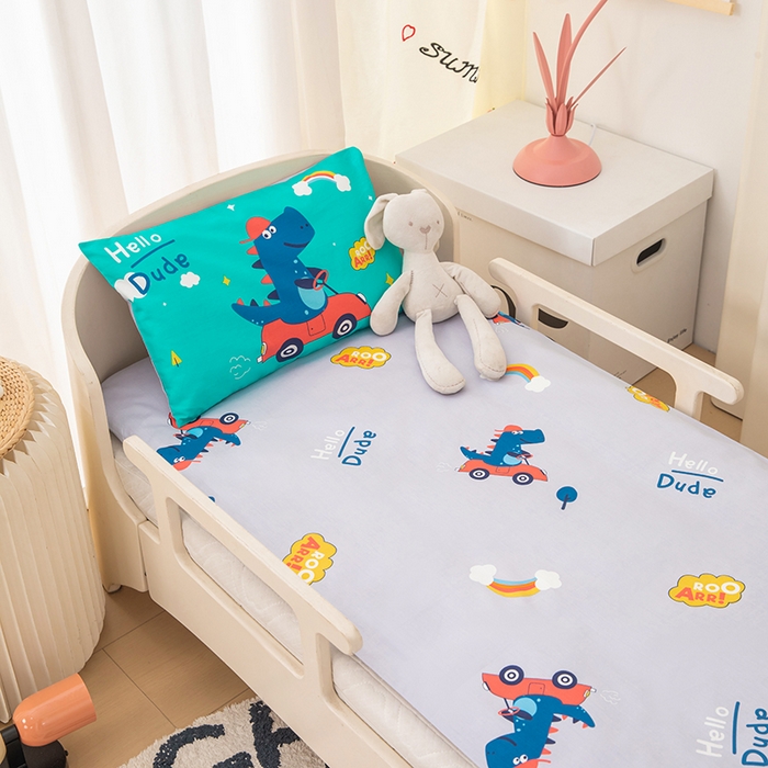 91家纺网 家纺一手货源 找家纺 嗨皮宝贝 2025新款全棉纯棉13372幼儿园三件套多件套 恐龙丹佛